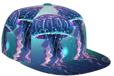 Oudrspo Cappellino da Baseball con Visiera Regolabile BillHat Piatto - Medusa Magica con Luce al Neon
