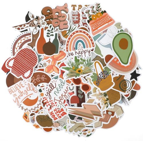 Qianyu 100PCS Boho Sticker Packs Aesthetic Vibes Stickers Cute Water Bottle Stickers Vinyl Waterproof Minimalist Abstract Graffiti Line Art Decor for Adults Laptops Notebooks Scrapbooking Journaling