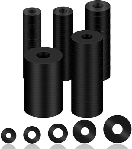 120 pcs Rubber Washers, Rubber Washer Kit, 6/8/10/15/20mm Rubber Flat Washer Heavy Duty Rubber Washers for Bolts, Rubber Grommets Bolts for Screws Household Plumbing Appliances Faucets Glass Door