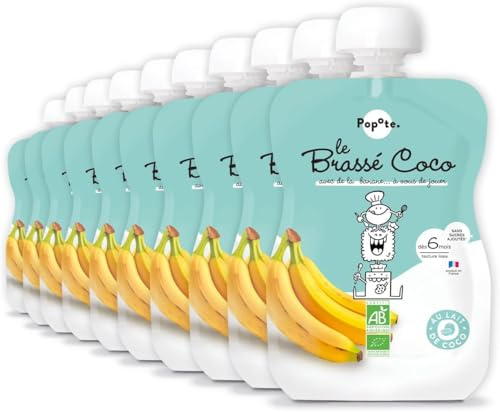 POPOTE Brassé Coco Banane Bio Bébé dès 6 Mois sans sucres ajoutés 10 x 100g