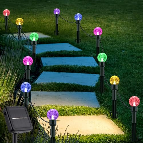 Cnulenzt 12LED Solarlampen für Außen Garten, 8 Modi Solarleuchten für Außen, IP44 Wasserdicht,für Gärten, Dekorative (Mehrfarbig)