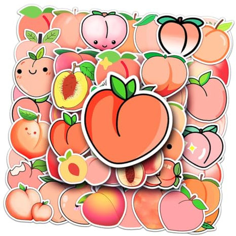 Ipetboom Aufkleber mit Pfirsichmotiv 50 Stück Handyaufkleber Pfirsich-aufkleber für Laptop Gepäckaufkleber Kofferaufkleber Einfach Anzubringen