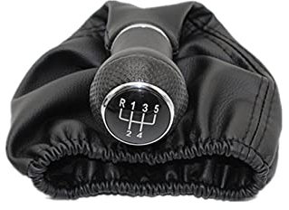 MKVAXR For Seat Cordoba 1997 1998 1999 2000 2001 2002 Estilo de Coche Perilla de Caja de Cambios de 5 velocidades con Bota de Cuero PU línea roja Pomo de Palanca de Cambios para automóvil(Grey)