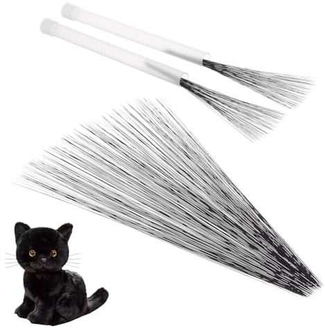 nbeads 200 Stück Tier-Schnurrhaare, 13cm Lange Schwarze Simulierte Tierschnurrhaare Aus Nylon Zum Basteln von Tierbärten Für Katzen Maus Kaninchen Nadelfilz