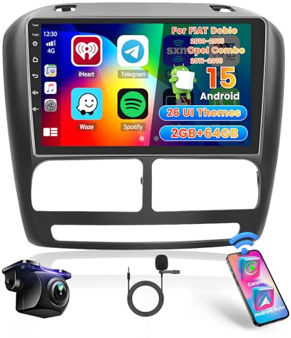 Roinvou 2+64G Android 15 Autoradio per FIAT Doblo 2010-2015, 9'' | Wireless Carplay Android Auto Mirror Link per Opel Combo 2011-2018, Stereo Radio Bluetooth GPS WIFI EQ, FM/RDS SWC Telecamera