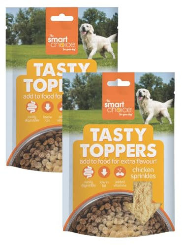 2 Packs - Flavoured Dog Food Meal Topper - Puppy Pet Made With Real Chicken Dry Wet Food Biscuits Kibble - Easily Digestible Low In Fat Added Vitamins Reuable Pouch