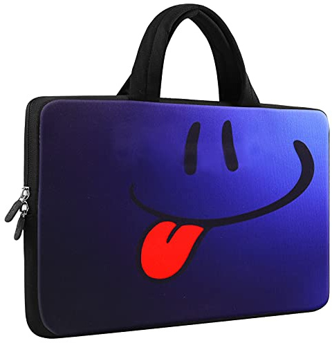 Mibbxea Neoprene Laptoptasche 10 Zoll - Schutzhülle Tragetasche mit Griff für 9.7-10.1 Notebooks & Tablet, Wasserdicht, Leichte & Stoßfest (Blaues Smiley-Gesicht)