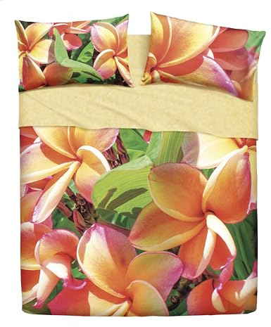 Bassetti Bettwäsche-Set für französisches Bett, Linie Natur, 100 % Baumwolle, hergestellt in Italien, 1 Spannbettlaken 125 x 200 cm, 1 Bettlaken 180 x 280 cm und 1 Kissenbezug 50 x 80 cm (Gelb)