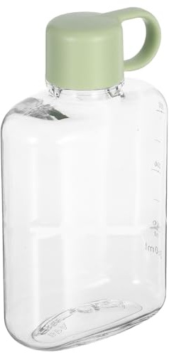 IMUSINICE Botella de Agua Plana Portátil 360 Ml de Plástico Verde, Taza Reutilizable para Exteriores y Viajes, Ligera y Compacta Adecuado para Camping, Picnic y Uso Escolar Reutilizable