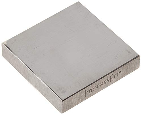 ImpressArt, Bloc de banc en acier massif avec pieds en caoutchouc, 5,1 x 5,1 cm, bloc de banc de bijoutier pour estamper, façonner, poursuivre et aplatir les métaux