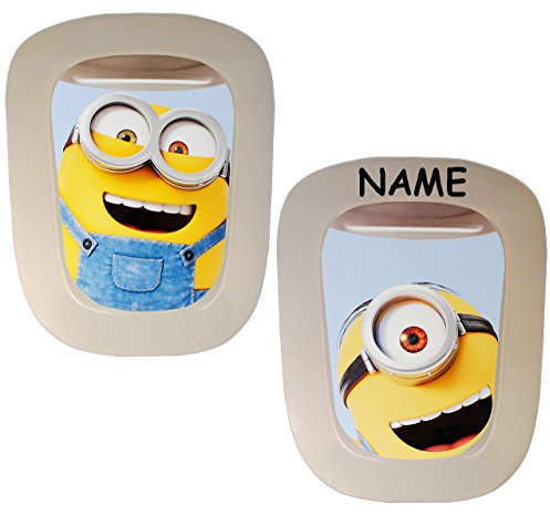 alles-meine.de GmbH 2 TLG. Set große Fensterbilder - Minnion - Ich einfach unverbesserlich/Bullauge - Flugzeug Fenster - incl. Name - Sticker Fenstersticker Aufkleber -..