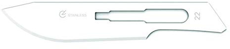 GIMA Lame in Acciaio Inossidabili, Inox, con Punta Arrotondata Standard, Sterili, Monouso, Misura n. 22, 100 Lame Singolarmente Confezionate