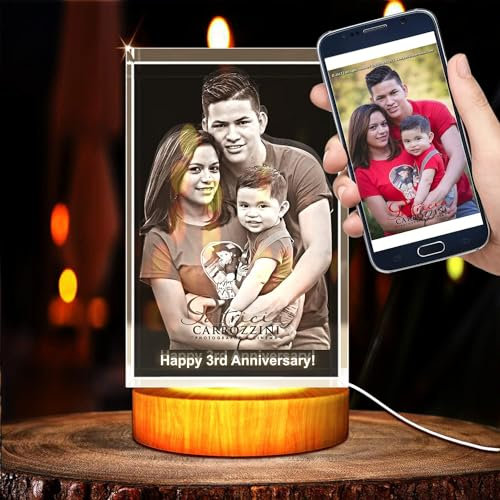 3D Photo Gravure sur Cristal, XL Rectangle (120mm*99mm*71mm)(Anniversaire, Cadeaux pour maman, Fête des Mères, Saint-Valentin, Noël)