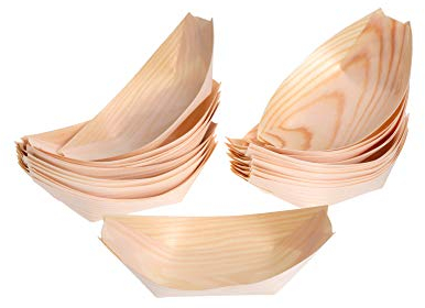 GRÄWE Schiffchen Lot de 25 bols de service jetables en bois naturel non traité 13 cm