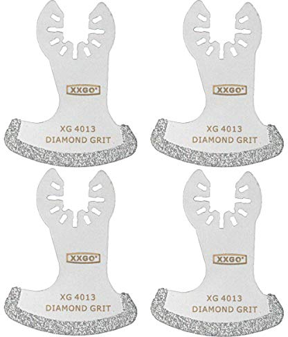 XXGO 4 Pcs Diamond Multi Tool Blades to Remove Grit Grout Plaster Mortar Cutting Grinding Shaping Compatible with Bosch Dremel Fein Makita, Milwaukee Ridgid Ryobi Rockwell XG4001SU