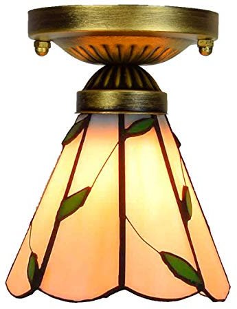 Blivuself Tiffany Deckenleuchte 6-Zoll-Tiffany-Buntglas-Schildkröten-Blatt-Lampen und Laternen Aisle Flur Balkon Kleine Deckenleuchte