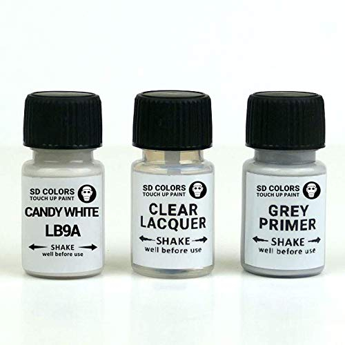 SD COLORS Candy White LB9A B9A B4 Ausbesserungsfarbe, 15 ML, Reparaturpinsel, Farbcode LB9A B9A B4 Candy White (Farbe + Grundierung + Lackierung)