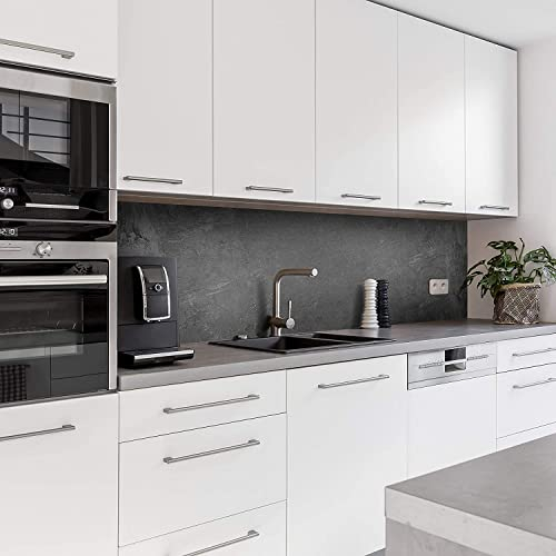 Dedeco Küchenrückwand Motiv: Beton V2, 5mm Hartschaum Kunststoffplatte PVC als Spritzschutz Küchenwand Wandschutz wasserfest, inkl. UV-Lack glänzend, alle Untergründe, 240 x 60 cm