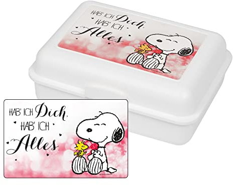 United Labels The Peanuts Brotdose mit Trennwand 17,5x12,8x6,9 cm, Weiß, Snoopy Lunchbox Hab ich Dich hab ich Alles, Brotbox spülmaschinenfest