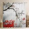Loussiesd Black and White Curtains Window Panels Print Asian Japanese Style Tree Branch with Red Leaves Set of Window Curtain W46xL54 Drapes for Living Room Bedroom Kitchen