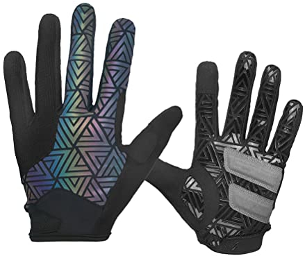 CeFoney Radsport Handschuhe für Herren, Bunte reflektierende Vollfinger-Fahrradhandschuhe Touchscreen Stoßdämpfende Anti-Rutsch-Fahrradhandschuhe für Mountainbike