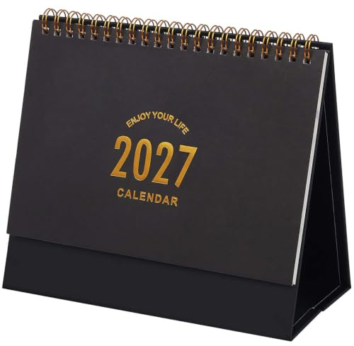 Tischkalender von Juli 2022 bis Dezember 2023 - Kleiner Kalender Metallring Doppeldrahtbindung Tragbarer Desktop-Kalender für Home Office Schule (Schwarz)