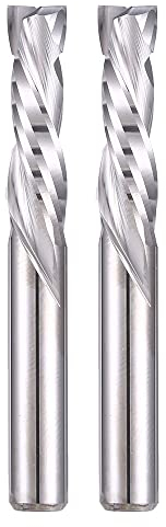 EU_HOZLY Lot de 2 fraises hélicoïdales de compression Up&Down Diamètre de coupe 6 mm, Tige 6 mm, Longueur de coupe 22 mm, Fraise à queue CNC pour sculpture sur bois, gravure