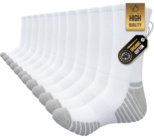 TANSTC Sneaker Socken Herren Damen 43-46, Winter Wärme Dicke Arbeitssocken Wandersocken, Baumwolle Rutschfest Tennissocken Sportsocken Herrensocken, Geburtstagsgeschenk Für Frauen Männer, Weiß 6 Paar