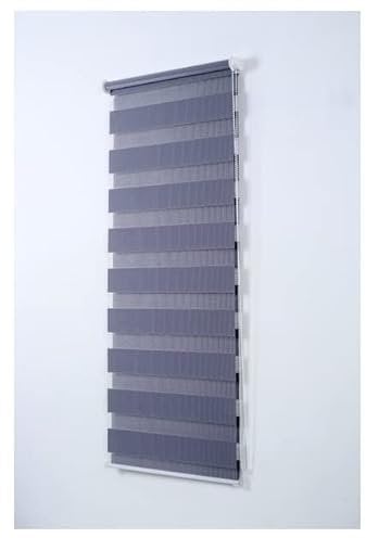 Zebra Roller Blinds - Dual Layered Zebra Dimout Fabric - Grey Curtians - 64cm x 165cm - Opaque and Translucent Vision Blind shades