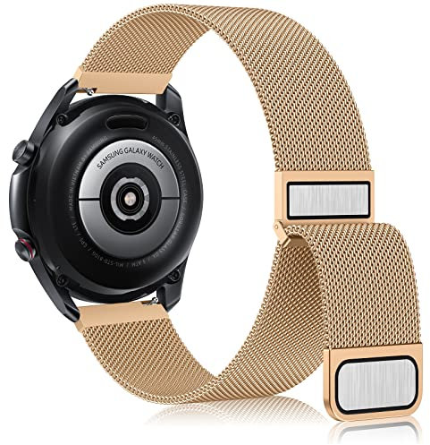 Replacement Strap compatible with Samsung Galaxy Watch 46mm / Watch 3 45mm / Gear S3 Frontier / S3 Classic, 22mm Metal Strap with Enhanced Magnet for Huawei Watch GT/GT 2 46mm (22mm, Rose gold)