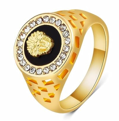 MAGIIE Schmuck Herren Ring aus Edelstahl,Zirkon Ring Herren Gold Runden Siegelringe (Gold, 64)