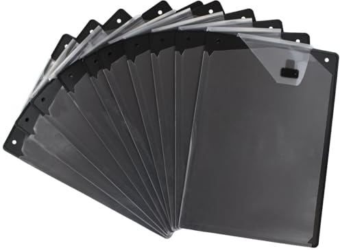 Werkstattmappe Auftragsmappe 10 Stück A4, aus unzerbrechlichem PP-Vollkunststoff, mit Autoschlüsseltasche (Schwarz)