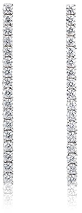 Diamond Treats Orecchini Pendenti in Argento Sterling 925 per Donna e Ragazza, Orecchini Lunghi Donna in Stile Tennis, Orecchini Donna Argento 925 con Zirconi 3 mm, Idee Regalo Donna
