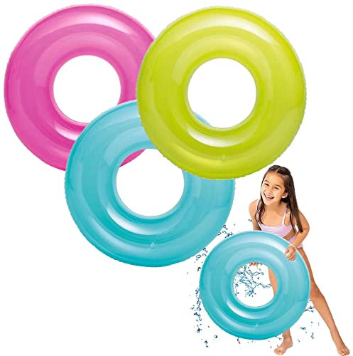Flotadores Hinchables Piscina para Adultos Niños,3 Piezas 76cm 3 Colores Caucho de Juguetes Flotador para Piscina,Juegos de Agua Círculo de Natación para Playa Fiesta de Verano Niños y Niñas