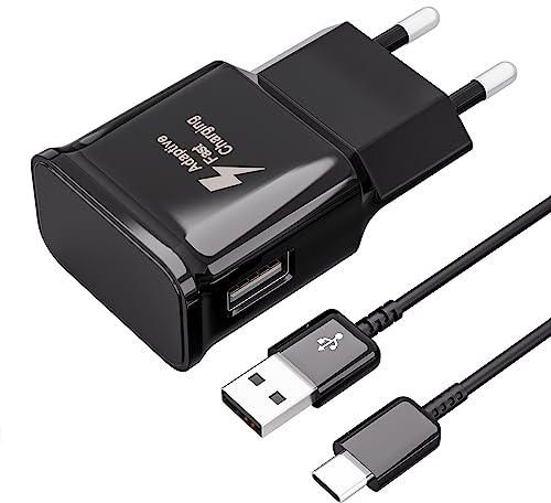 Caricabatterie Veloce per Samsung, Caricatore Rapido Adattativo USB con Cavo di Ricarica USB di Tipo C per Samsung Galaxy S21, S20, S10, S10e, S9, S8, A13, A30, Note 9, Caricabatterie Tablet USB C