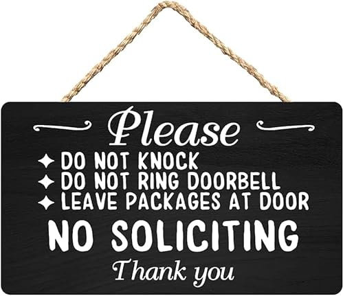 Wooden Signs/No Soliciting Sign Do Not Knock or Ring Doorbell Do not Disturb Sign Kitchen Cafe Pub Decor, Wood wal Art, Rustic Wood Decor Gift 8x12 INCH