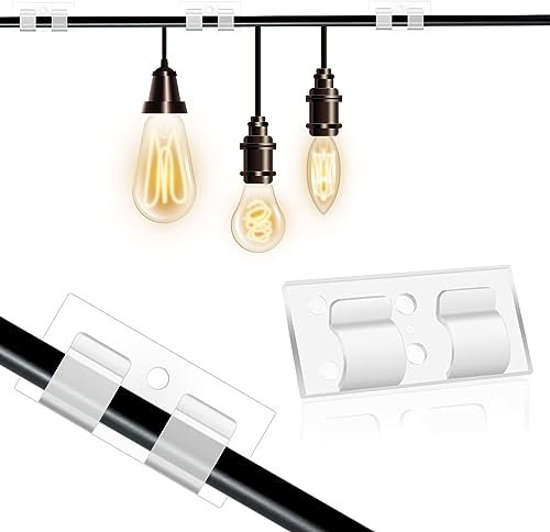 Simarro 30 Pack Outdoor Adhesive Hooks, Wall Clips for Outdoor String Lights, Clear Cable Clips Wire Holder for Christmas Festival Decor Patio Gutter Lights