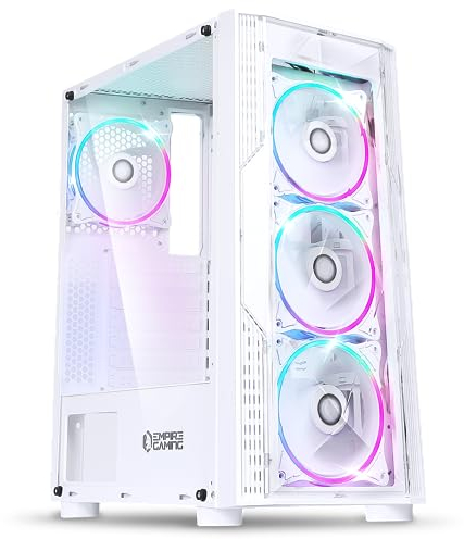 EMPIRE GAMING - Case PC da Gioco Diamond ARGB Mid-Tower ATX e ITX - 4 Ventole 3 pin 5 Volt LED RGB indirizzabile 120 mm - Bianco