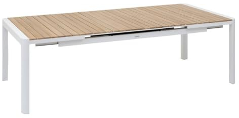Hespéride - Paradize Ausziehbarer Gartentisch, Weiß - 12 Sitzplätze - Rostfreies Akazien-Aluminium - Automatische Ausziehfunktion