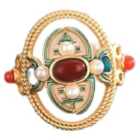 Palace Design Bague En Pierre Naturelle Cloisonnée En Émail De Méthode Ancienne Élégante Chinoise