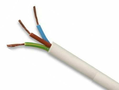 Per Metre White 3 Core Round Flex 0.75mm 6Amp Rated Mains Wire Cable Electric 3183Y