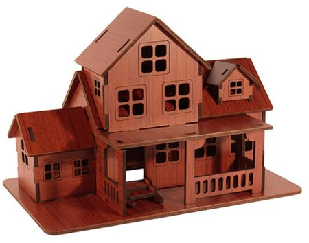 Fonowx 3D Holzpuzzle Haus, 3D Wooden Puzzle House Holzpuzzle, Handgefertigtes Holzhaus, Konstruktionsspielzeug Haus, Creative Wooden House Building für Jugendliche Erwachsene, Hütte