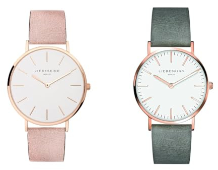 Liebeskind Damen Analog Quarzuhr 38 mm & Damen Analog Quarz Armbanduhr mit Lederarmband LT-0085-LQ