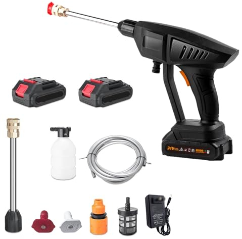 Cordless Pressure Washer, 120PSI Portable Pressure Cleaner Handheld 24V 7500mAh with Battery and Charger Rechargeable Battery Electric Pressure Washer for Washing Cars, Watering Flowers