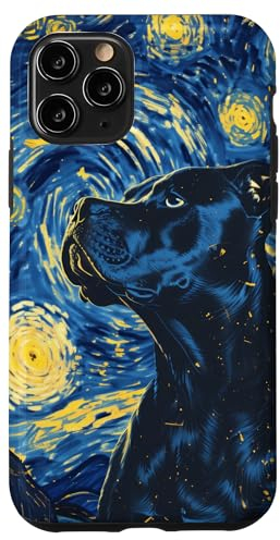 Hülle für iPhone 11 Pro Pitbulls Deeply Hued Dog Van Gogh Sternennacht