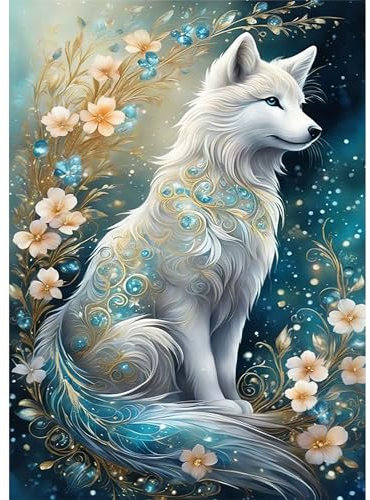 HEIBAGO Fuchs 5D Diamond Painting, Tiere Full Drill Diamant Painting Sets Für Erwachsene Anfänger, DIY Cross Embroidery Diamant Kunst Blumen Diamond Art Bilder Für Home Wand Dekor 30 * 40cm