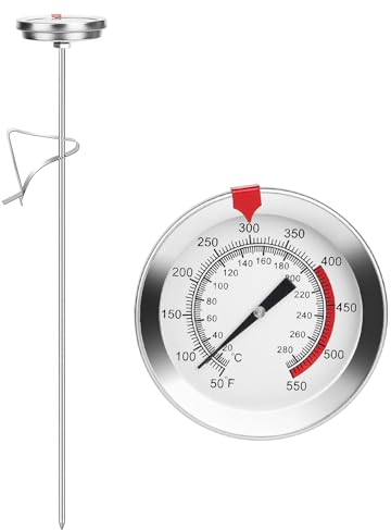 SUPAWAY Termometro per latte Termometro per caffè Termometro per frittura a stelo lungo da con morsetto 30 cm Termometro per arrosto in acciaio inox 20~280°C Analogico per temperatura di carne e forno