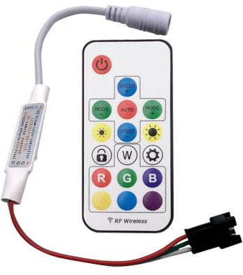 Rgb controller ws2812b ws2811 sk6812 6803 6812 1903 led rgb streifen dimmer usb 5v 12v rf drahtlose fernbedienung 3pin jack ausgang (17keys DC 3pin (Lock))