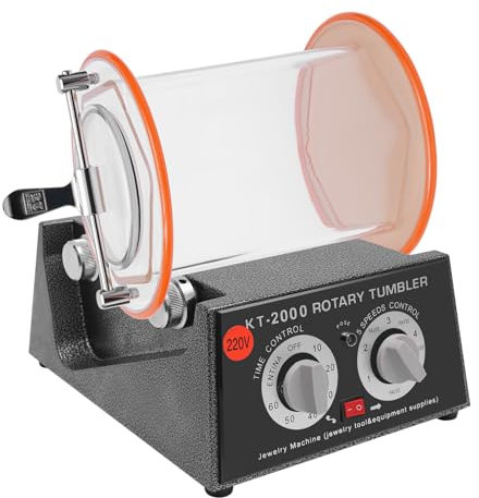 VonVVer Tambour de polissage 5 kg 80 W - Polissage de bijoux 0 à 60 min - Temps réglable et vitesse de rotation à 5 vitesses - Polisseuse de bijoux - Polisseuse de surface rotative - Pour or, argent