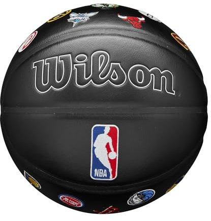 Wilson NBA All Team Premiere Basketball, Mit einem Dual-Depth-Design und Einer schlangenhauttexturierten Oberfläche, Verbesserte Luftstabilität, Team-Logo-Stickerei, Größe: 7